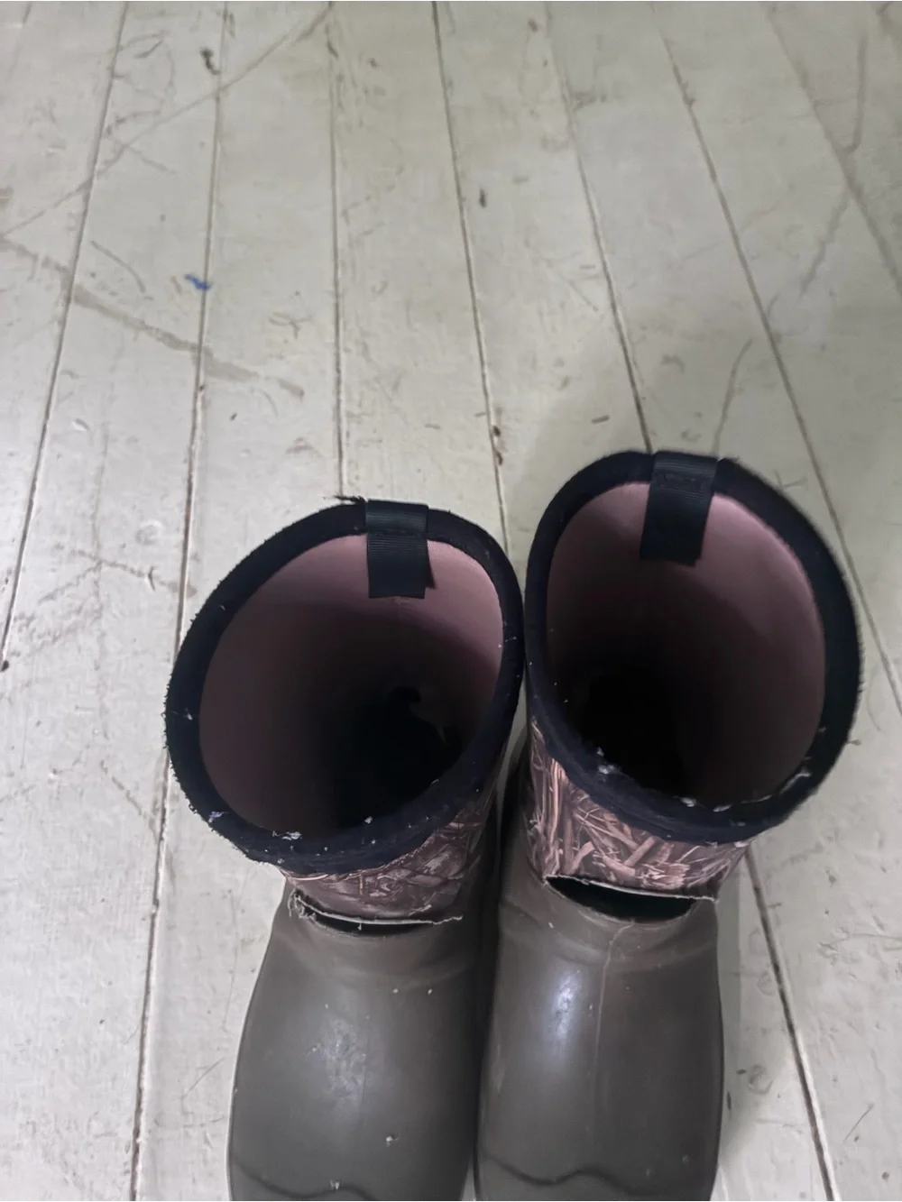 Women’s Brown Green Bogs Rubber Clog-Style Waterproof Boots Camouflage Shaft